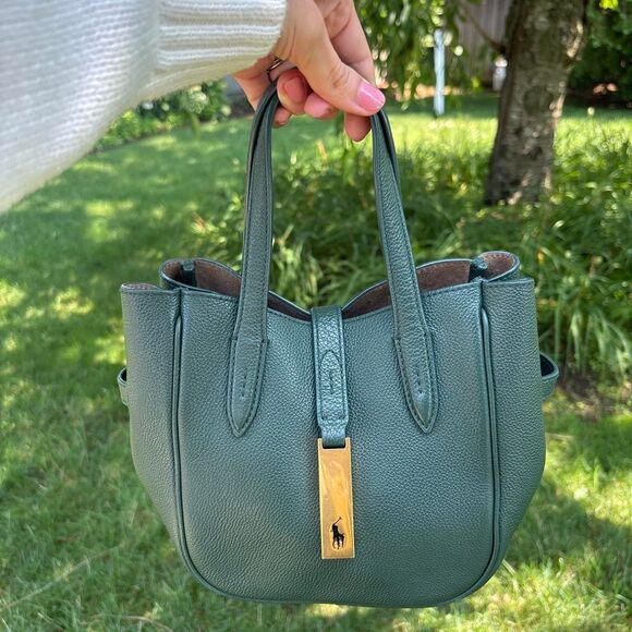 Polo by Ralph Lauren Handbags - Polo Ralph Lauren Polo ID Leather Small Tote with Crossbody strap green